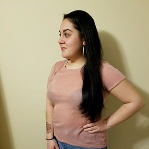 Sheer, sparkly pink shirt